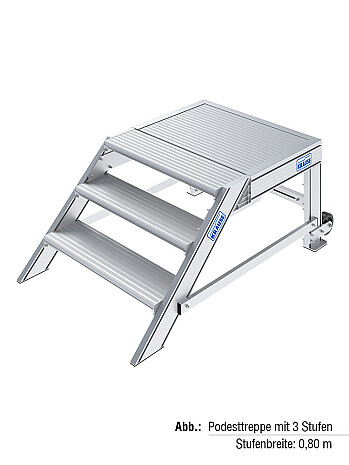 KRAUSE fahrbare Podesttreppe 3 Stufen - Arbeitshöhe 2,60 m / Stufenbreite 1,00 m
