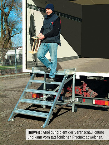 KRAUSE fahrbare Podesttreppe 5 Stufen - Arbeitshöhe 3,00 m / Stufenbreite 0,60 m