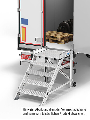 KRAUSE fahrbare Podesttreppe 5 Stufen - Arbeitshöhe 3,00 m / Stufenbreite 0,60 m