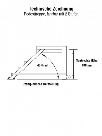 KRAUSE fahrbare Podesttreppe 2 Stufen - Arbeitshöhe 2,40 m / Stufenbreite 1,00 m