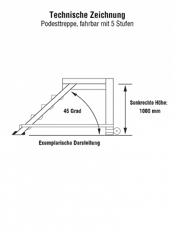 KRAUSE fahrbare Podesttreppe 5 Stufen - Arbeitshöhe 3,00 m / Stufenbreite 0,60 m