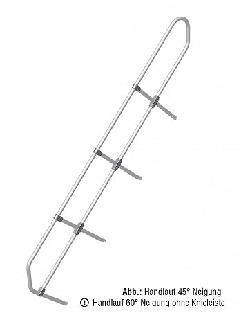 KRAUSE zweiter Handlauf - passend für Treppe mit 10 Stufen / Neigung: 60 Grad