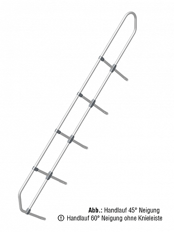 KRAUSE zweiter Handlauf - passend für Treppe mit 11 Stufen / Neigung: 60 Grad