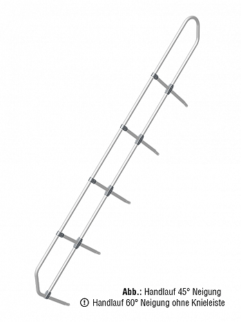 KRAUSE zweiter Handlauf - passend für Treppe mit 12 Stufen / Neigung: 60 Grad