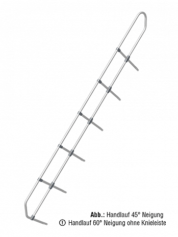 KRAUSE zweiter Handlauf - passend für Treppe mit 14 Stufen / Neigung: 60 Grad