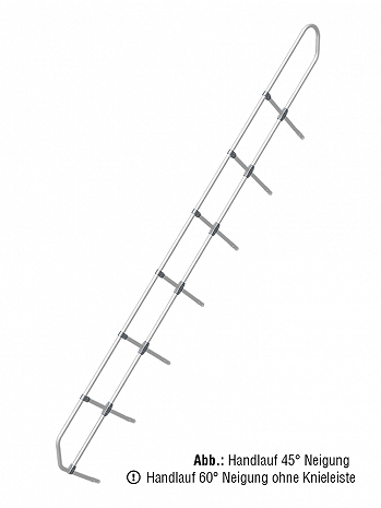 KRAUSE zweiter Handlauf - passend für Treppe mit 16 Stufen / Neigung: 45 Grad