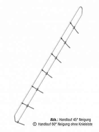 KRAUSE zweiter Handlauf - passend für Treppe mit 18 Stufen / Neigung: 60 Grad