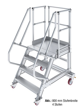 KRAUSE Treppe mit Plattform 60 Grad, fahrbar - 5 Stufen / Stufenbreite: 0,60 m inkl. beidseitigem Handlauf