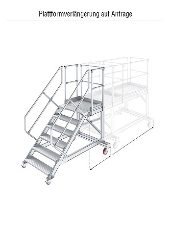 KRAUSE Treppe mit Plattform 45 Grad, fahrbar - 4 Stufen / Stufenbreite: 1,00 m inkl. beidseitigem Handlauf