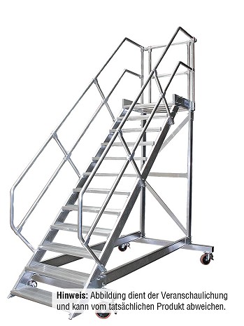 KRAUSE Treppe mit Plattform 45 Grad, fahrbar - 4 Stufen / Stufenbreite: 1,00 m inkl. beidseitigem Handlauf