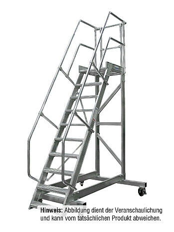 KRAUSE Treppe mit Plattform 60 Grad, fahrbar - 12 Stufen / Stufenbreite: 0,80 m inkl. beidseitigem Handlauf