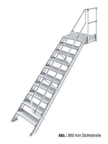 KRAUSE Treppe mit Plattform 45 Grad - 10 Stufen / Stufenbreite: 1,00 m inkl. einseitigem Handlauf