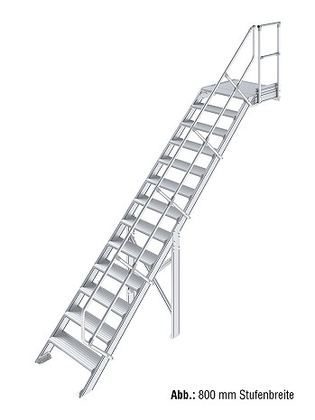 KRAUSE Treppe mit Plattform 45 Grad - 13 Stufen / Stufenbreite: 1,00 m inkl. einseitigem Handlauf