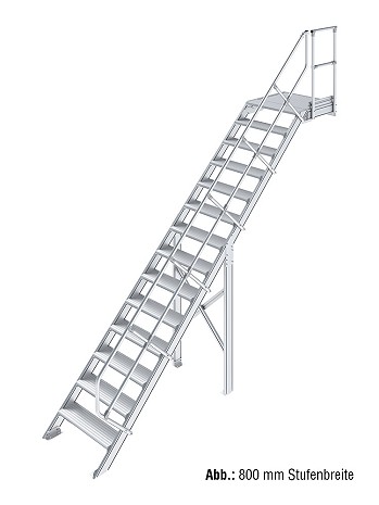 KRAUSE Treppe mit Plattform 45 Grad - 14 Stufen / Stufenbreite: 0,60 m inkl. einseitigem Handlauf