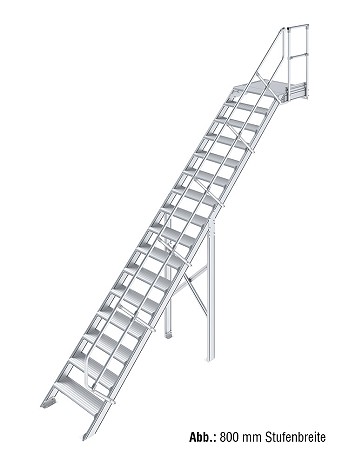 KRAUSE Treppe mit Plattform 45 Grad - 16 Stufen / Stufenbreite: 0,60 m inkl. einseitigem Handlauf