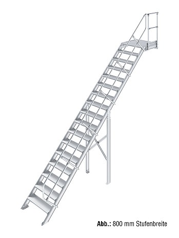 KRAUSE Treppe mit Plattform 45 Grad - 17 Stufen / Stufenbreite: 0,80 m inkl. einseitigem Handlauf