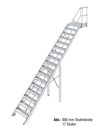 KRAUSE Treppe mit Plattform 45 Grad - 18 Stufen / Stufenbreite: 0,60 m inkl. einseitigem Handlauf
