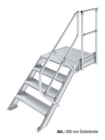 KRAUSE Treppe mit Plattform 45 Grad - 4 Stufen / Stufenbreite: 0,80 m inkl. einseitigem Handlauf
