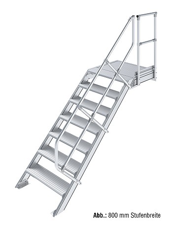 KRAUSE Treppe mit Plattform 45 Grad - 7 Stufen / Stufenbreite: 0,60 m inkl. einseitigem Handlauf