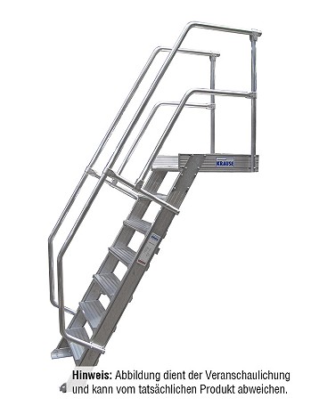 KRAUSE Treppe mit Plattform 45 Grad - 4 Stufen / Stufenbreite: 0,80 m inkl. einseitigem Handlauf