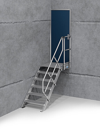 KRAUSE Treppe mit Plattform 45 Grad - 4 Stufen / Stufenbreite: 0,80 m inkl. einseitigem Handlauf