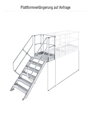 KRAUSE Treppe mit Plattform 45 Grad - 4 Stufen / Stufenbreite: 0,80 m inkl. einseitigem Handlauf