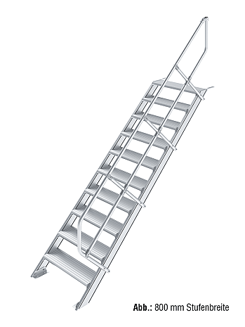 KRAUSE Treppe 45 Grad mit einseitigem Handlauf - 10 Stufen / Stufenbreite: 0,80 m