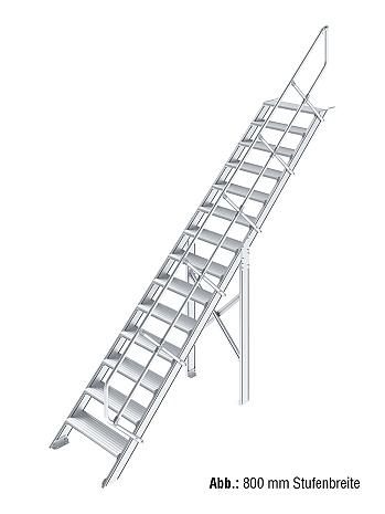KRAUSE Treppe 45 Grad mit einseitigem Handlauf - 14 Stufen / Stufenbreite: 0,80 m