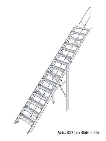 KRAUSE Treppe 45 Grad mit einseitigem Handlauf - 15 Stufen / Stufenbreite: 0,60 m