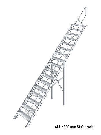 KRAUSE Treppe 45 Grad mit einseitigem Handlauf - 17 Stufen / Stufenbreite: 1,00 m