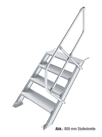 KRAUSE Treppe 45 Grad mit einseitigem Handlauf - 4 Stufen / Stufenbreite: 1,00 m