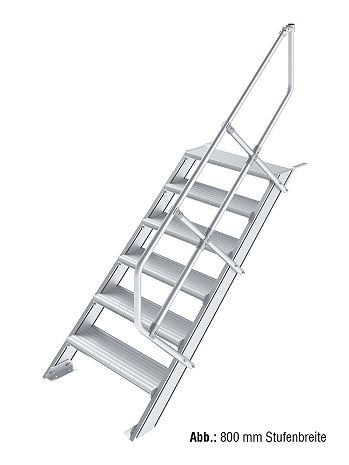 KRAUSE Treppe 45 Grad mit einseitigem Handlauf - 6 Stufen / Stufenbreite: 1,00 m