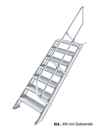 KRAUSE Treppe 45 Grad mit einseitigem Handlauf - 7 Stufen / Stufenbreite: 1,00 m
