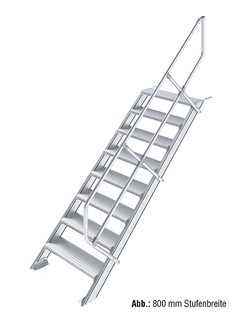 KRAUSE Treppe 45 Grad mit einseitigem Handlauf - 8 Stufen / Stufenbreite: 0,60 m