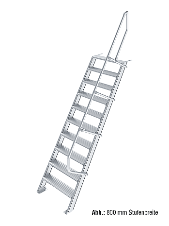 KRAUSE Treppe 60 Grad mit einseitigem Handlauf - 10 Stufen / Stufenbreite: 0,80 m