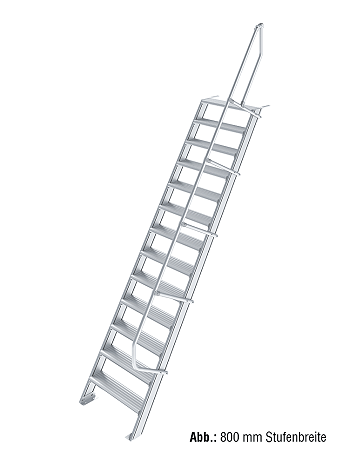 KRAUSE Treppe 60 Grad mit einseitigem Handlauf - 13 Stufen / Stufenbreite: 0,60 m