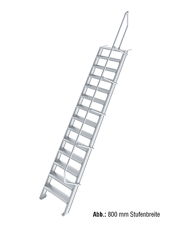 KRAUSE Treppe 60 Grad mit einseitigem Handlauf - 14 Stufen / Stufenbreite: 0,60 m