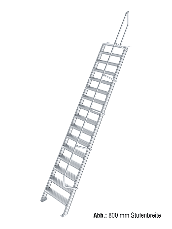 KRAUSE Treppe 60 Grad mit einseitigem Handlauf - 16 Stufen / Stufenbreite: 1,00 m