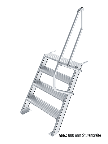 KRAUSE Treppe 60 Grad mit einseitigem Handlauf - 4 Stufen / Stufenbreite: 0,60 m