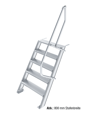 KRAUSE Treppe 60 Grad mit einseitigem Handlauf - 5 Stufen / Stufenbreite: 0,60 m