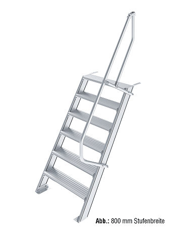 KRAUSE Treppe 60 Grad mit einseitigem Handlauf - 6 Stufen / Stufenbreite: 0,60 m