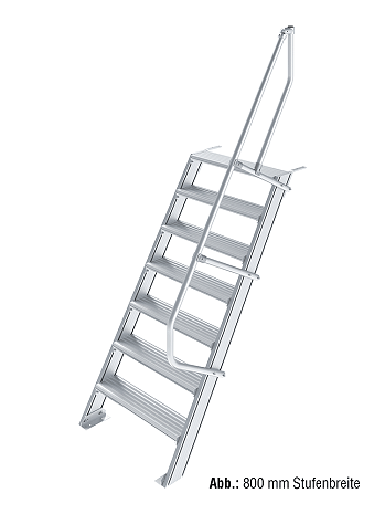 KRAUSE Treppe 60 Grad mit einseitigem Handlauf - 7 Stufen / Stufenbreite: 1,00 m