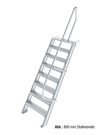 KRAUSE Treppe 60 Grad mit einseitigem Handlauf - 8 Stufen / Stufenbreite: 1,00 m