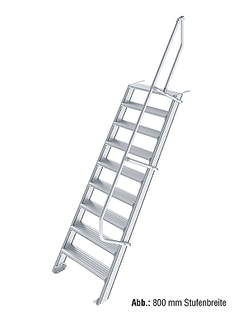KRAUSE Treppe 60 Grad mit einseitigem Handlauf - 9 Stufen / Stufenbreite: 1,00 m