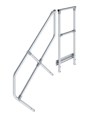 KRAUSE zweiter Handlauf inkl. Geländer - passend für Treppe mit Plattform und 4 Stufen / Neigung 45 Grad