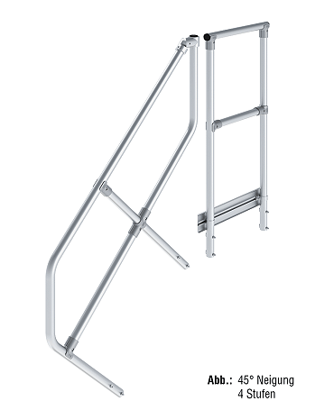 KRAUSE zweiter Handlauf inkl. Geländer - passend für Treppe mit Plattform und 6 Stufen / Neigung 45 Grad