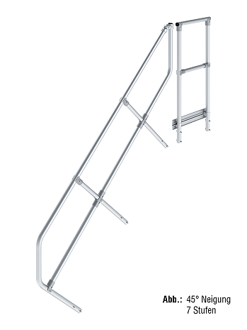 KRAUSE zweiter Handlauf inkl. Geländer - passend für Treppe mit Plattform und 9 Stufen / Neigung 45 Grad