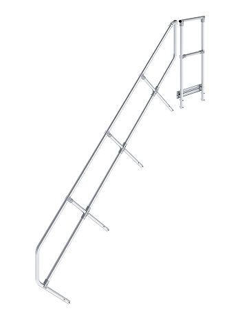 KRAUSE zweiter Handlauf inkl. Geländer - passend für Treppe mit Plattform und 10 Stufen / Neigung 45 Grad