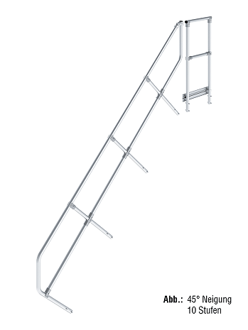 KRAUSE zweiter Handlauf inkl. Geländer - passend für Treppe mit Plattform und 12 Stufen / Neigung 45 Grad
