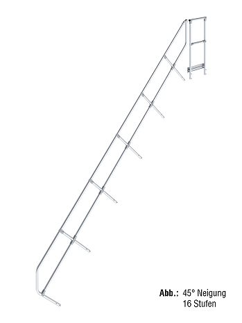 KRAUSE zweiter Handlauf inkl. Geländer - passend für Treppe mit Plattform und 17 Stufen / Neigung 45 Grad